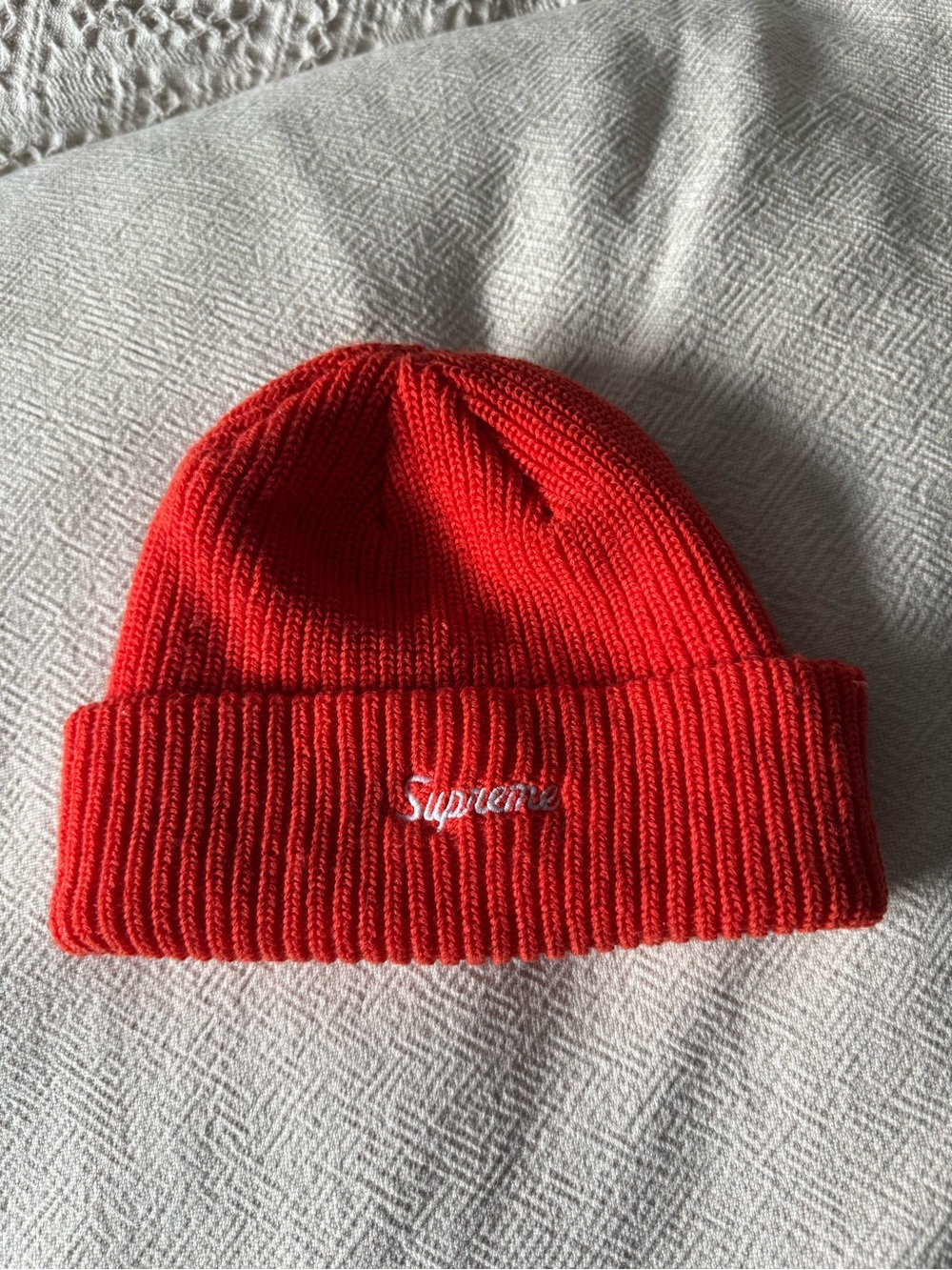 Supreme Script Logo Beanie Orange Skully
